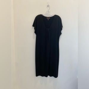 Dana Buchman XL Black Short Sleeve V-neck Stretchy With Front Overlay Design